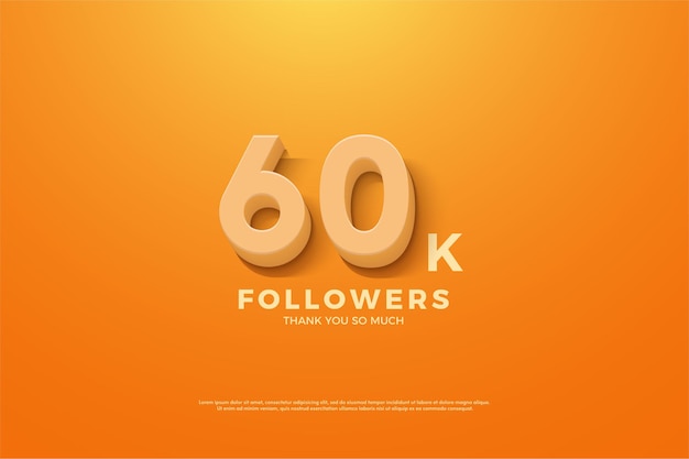 60k followers with cartoon numeric font.