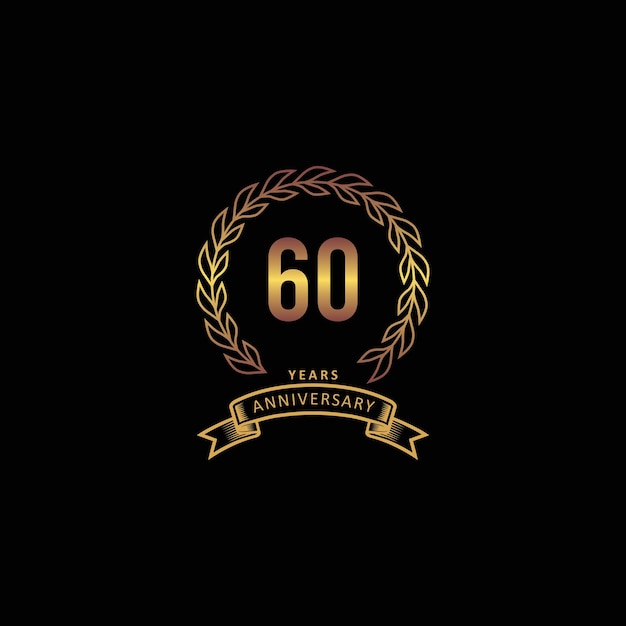 60st anniversary logo with gold and black background