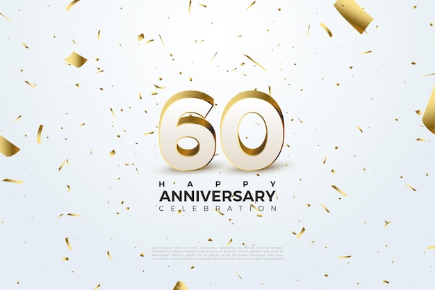 60th Anniversary with gold foil numbers and scattering