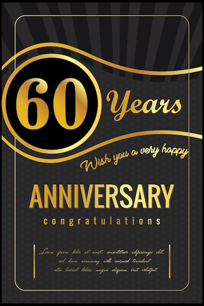 60th years anniversary, vector design for anniversary celebration with gold and black color.