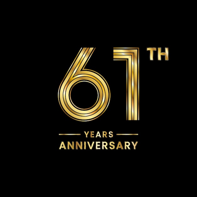 61 years anniversary logo design with golden number for anniversary celebration event Logo Vector