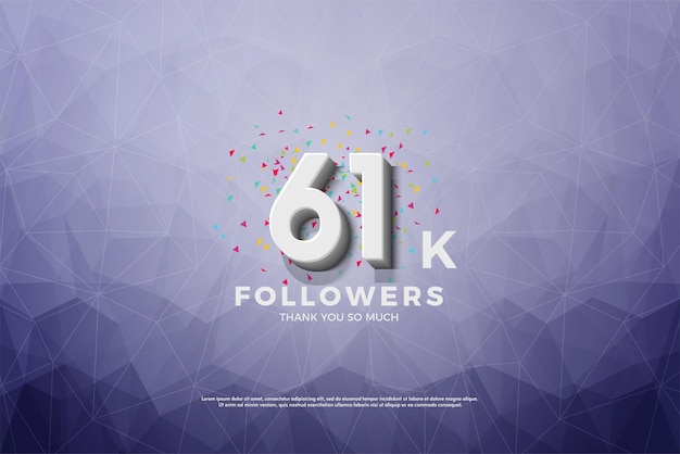 61k followers on shiny textured background.