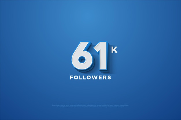 61k followers with blue background and light effect touch.