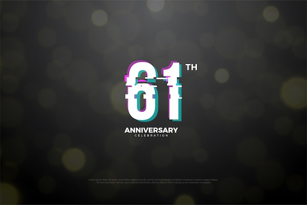 61st anniversary with digital number concept.