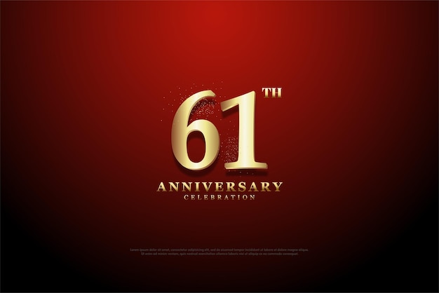 61st anniversary with golden numbers on a red background.