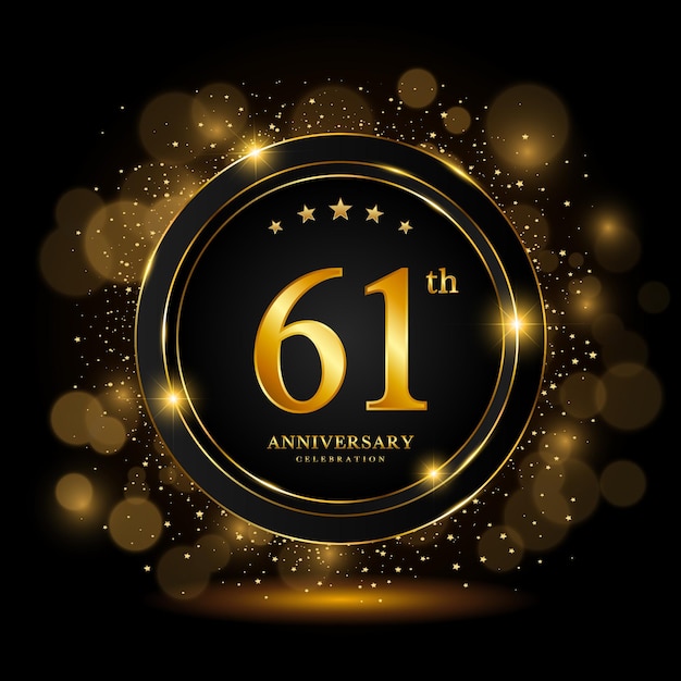 61th Anniversary Celebration Golden anniversary celebration template design Vector illustrations