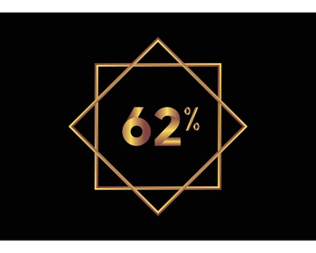 62 percent on black background gold vector image