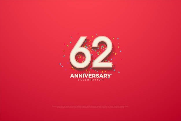 62nd Anniversary with colorful numbers and doodles