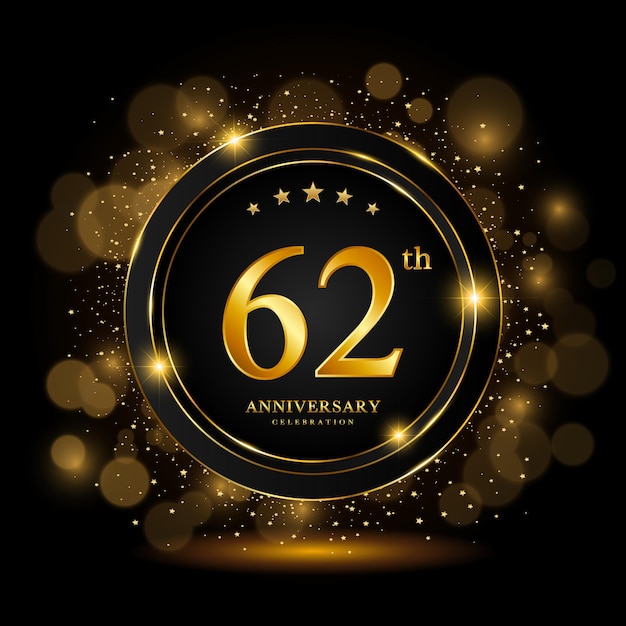 62th Anniversary Celebration Golden anniversary celebration template design Vector illustrations