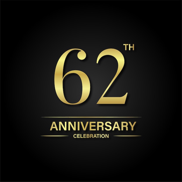 62th anniversary celebration with gold color and black background