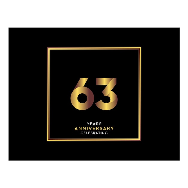 63 Year Anniversary With Gold Color Square