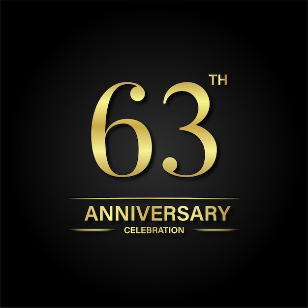 63th anniversary celebration with gold color and black background