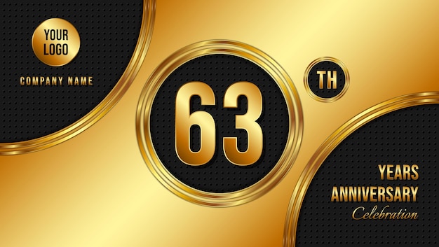 63th Anniversary template design Golden Anniversary Vector Template