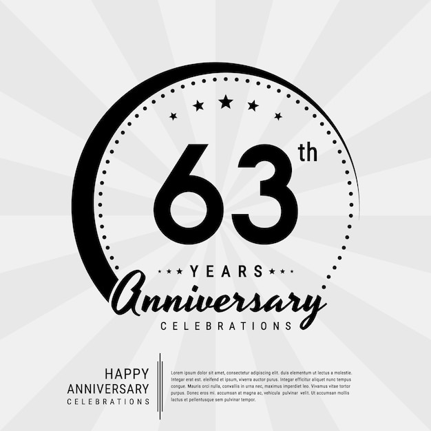 63th year anniversary design template vector template illustration