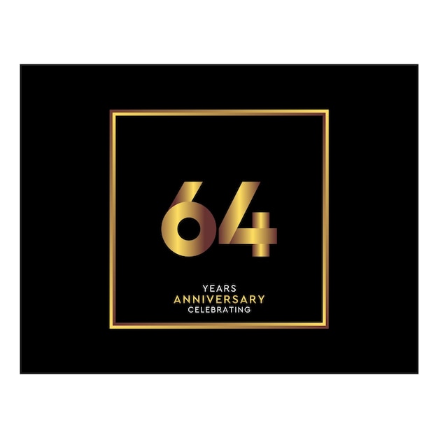 64 Year Anniversary With Gold Color Square