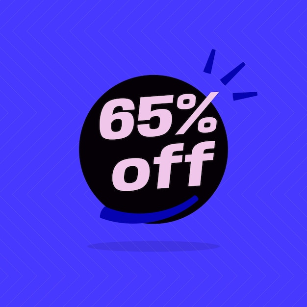 65 off Black banner with special sale five percent off black speech bubble and blue background