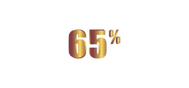 65 percent on white background 3D gold isolated vector image