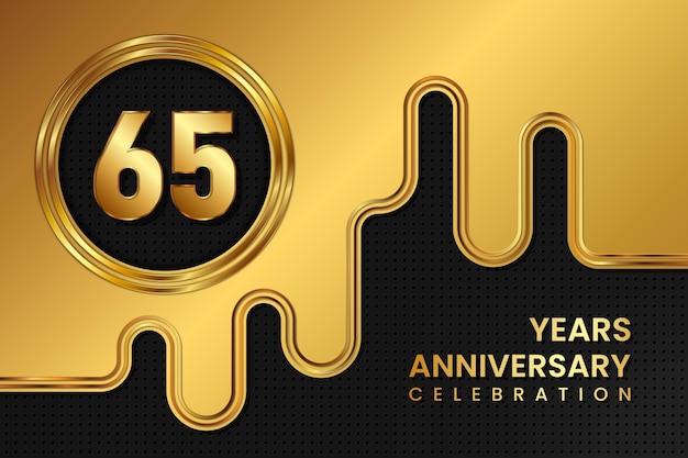 65 Year Anniversary celebration template design Golden Anniversary vector illustration