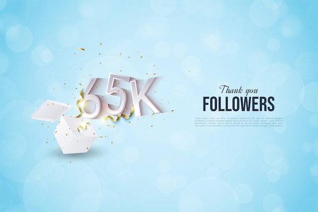 65k Followers background with popping out figures illustration