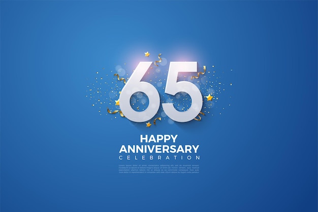 65th anniversary backgrounds with realistic 3d numbers.