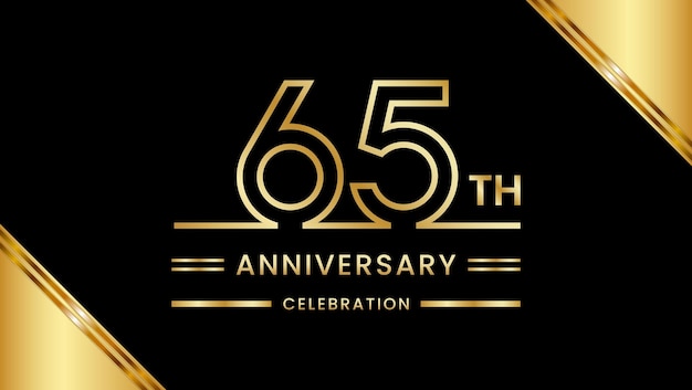 65th Anniversary Celebration with golden text Golden anniversary vector template