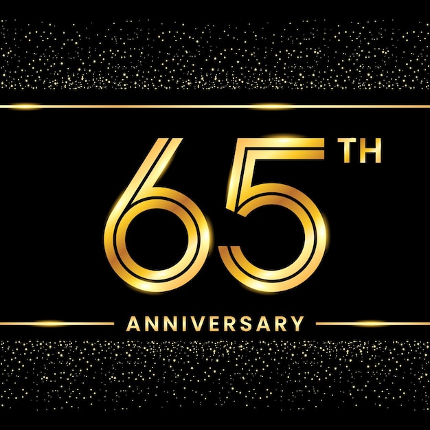 65th Anniversary Gold color template design for birthday event Line Art Design Vector Template