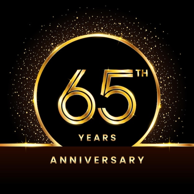 65th anniversary Logo Anniversary logo design with double line concept vector illustration