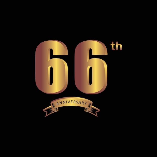 66st anniversary Vector gold edition on black background