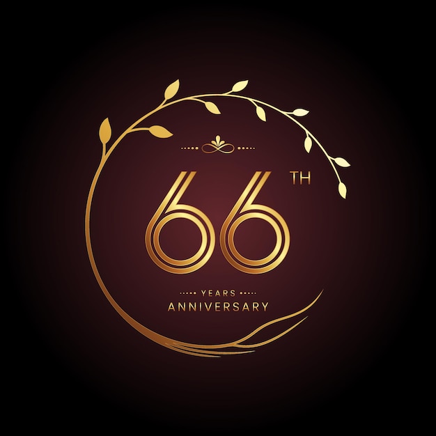 66th anniversary logo design with a golden number and circular tree concept