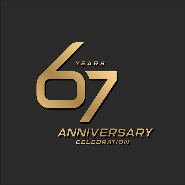 67 years anniversary celebration logotype with modern elegant number