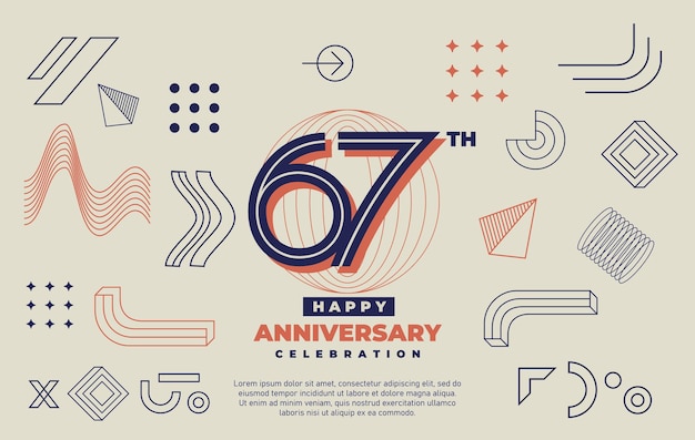 67th anniversary celebration with abstract geometric shapes background