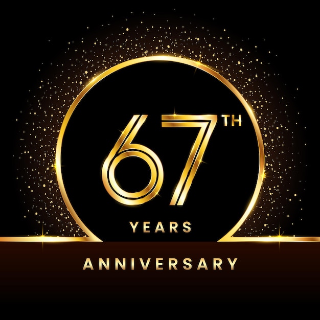 67th anniversary Logo Anniversary logo design with double line concept vector illustration