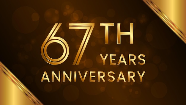 67th anniversary logo with double line number concept and golden color font