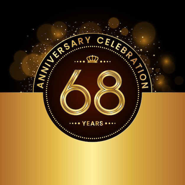 68th Anniversary Celebration Template design in golden color Modern style Logo Vector Template