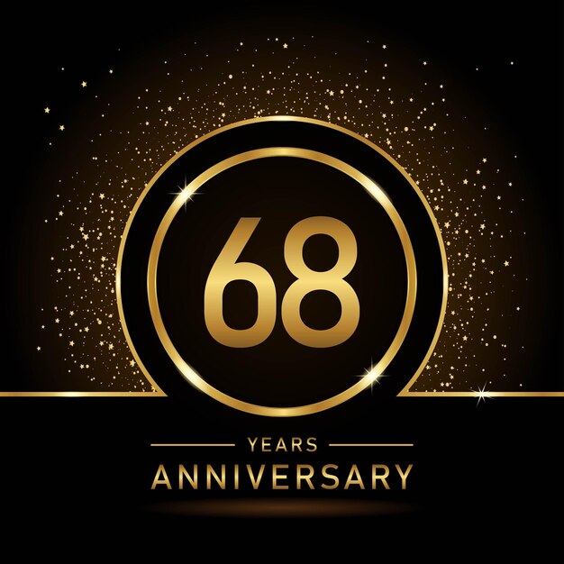 68th Anniversary Gold color template design for birthday event Vector Template