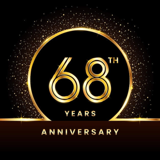 68th anniversary Logo Anniversary logo design with double line concept vector illustration