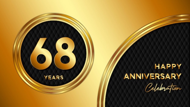 68th anniversary template design with golden texture and number for anniversary celebration event