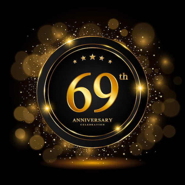 69th Anniversary Celebration Golden anniversary celebration template design Vector illustrations