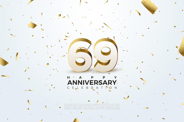 69th anniversary celebration with realistic 3d numbers.