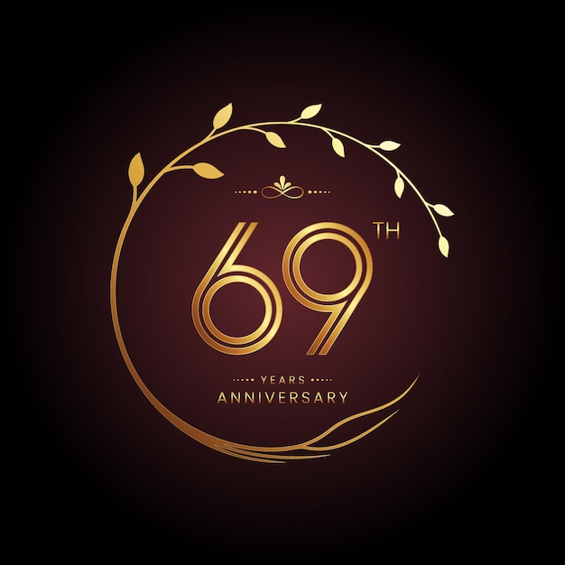 69th anniversary logo design with a golden number and circular tree concept