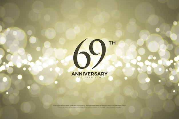 69th anniversary with shiny bubble background.