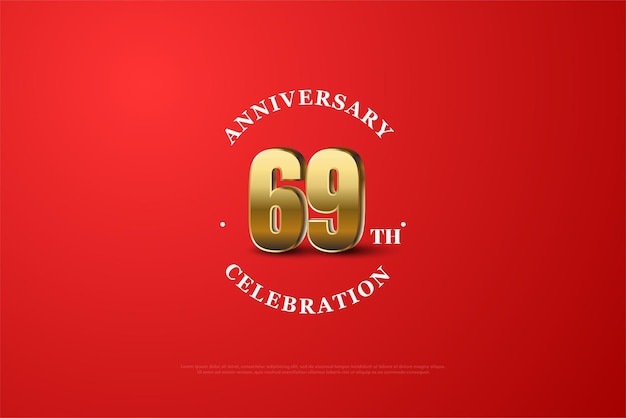 69th anniversary with standing numbers illustration.