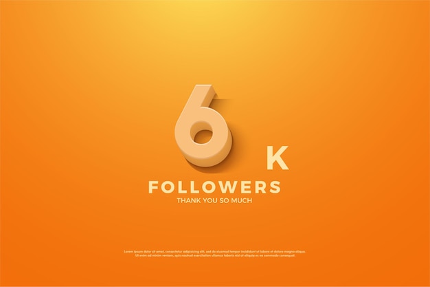 6k followers with animated numbers illustration