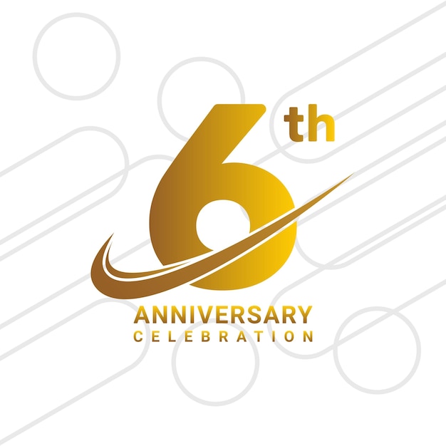 6th anniversary celebration golden anniversary celebration logo type isolated on white background vector illustration