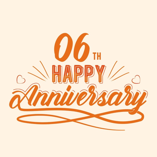 6th Happy Anniversary Celebration Vector Design Six Years Anniversary