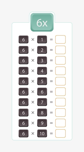 6x multiplication for practice multiplication table without answers