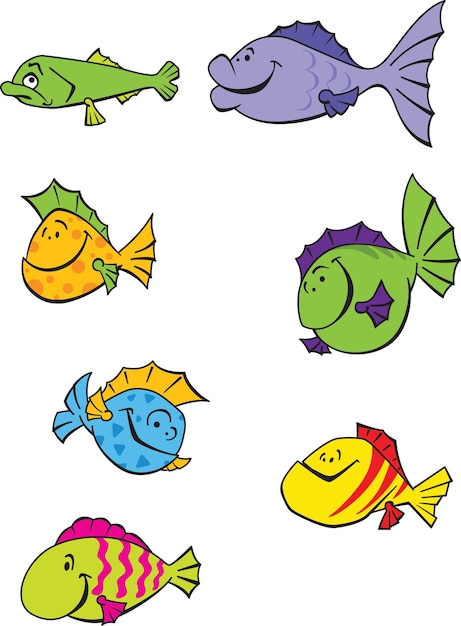 7 funny cartoon fishes