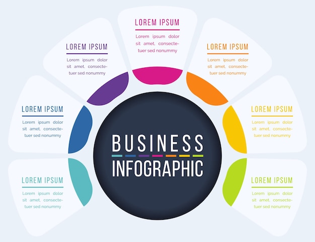 7 Options Infographic circle design 7 steps objects elements or options business information