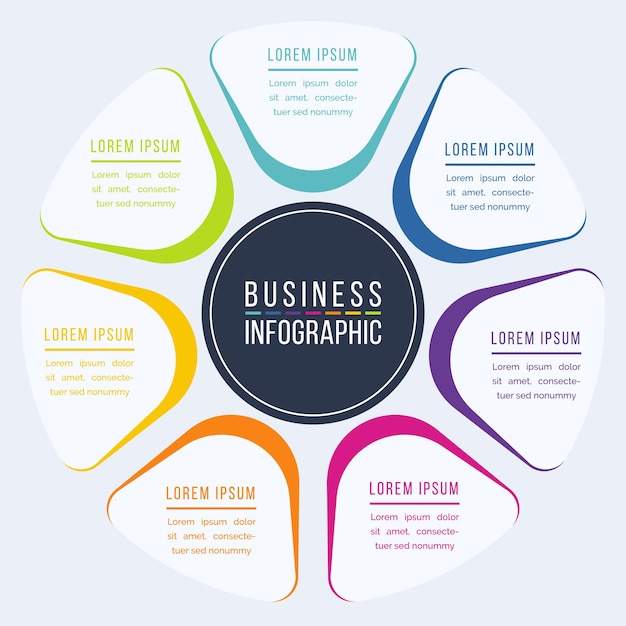 7 Steps Infographic business design 7 objects elements or options infographic template for business