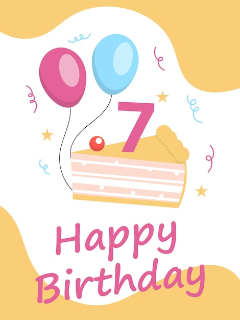 7 years old Birthday Vector Illustration Template